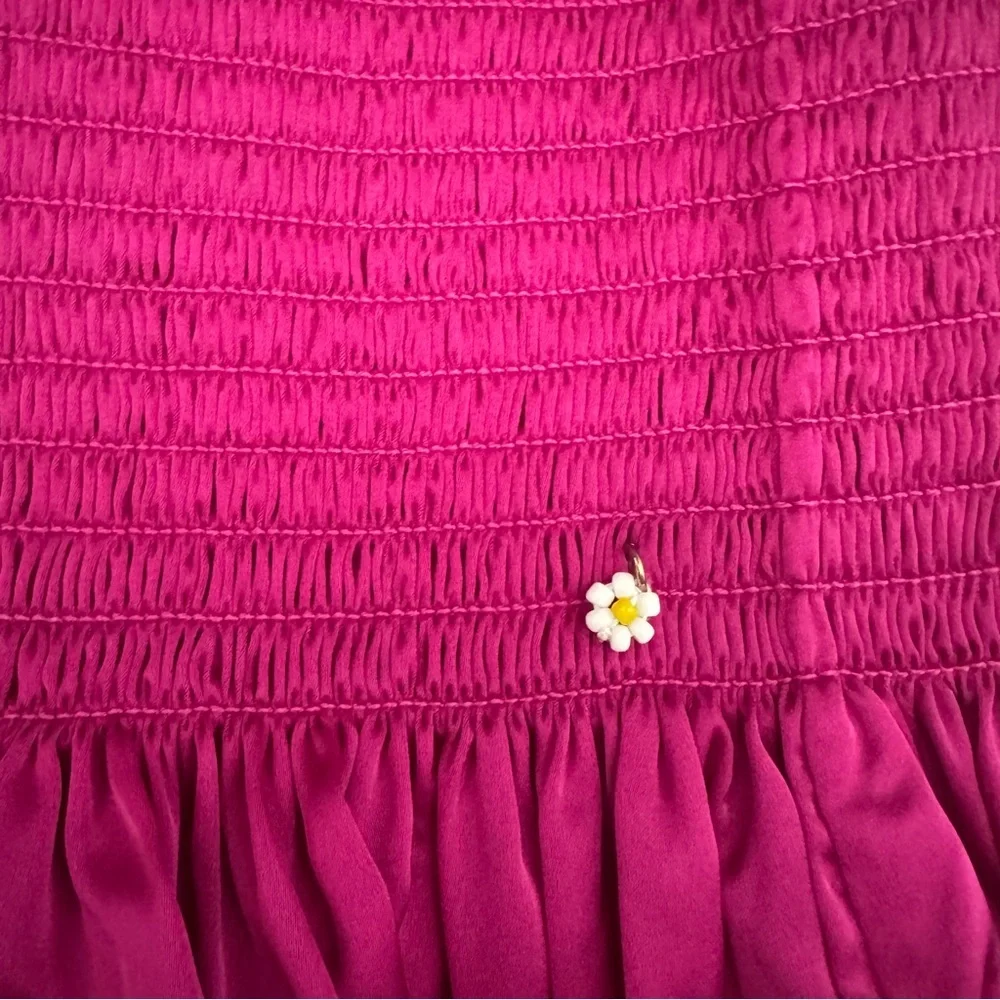 Natural Life Daisy Magenta Smocked Waist Ruffle Mini Skirt Small NWT
